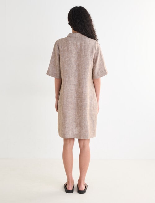 Zest Linen Collared Dress, Praline product photo View 02 L