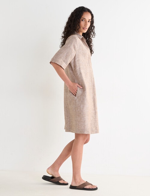 Zest Linen Collared Dress, Praline product photo View 05 L