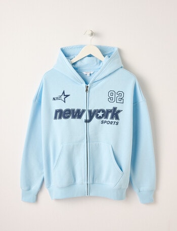Switch New York Sports Oversized Zip Up Hoodie, Baby Blue product photo