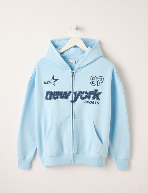Switch New York Sports Oversized Zip Up Hoodie, Baby Blue product photo