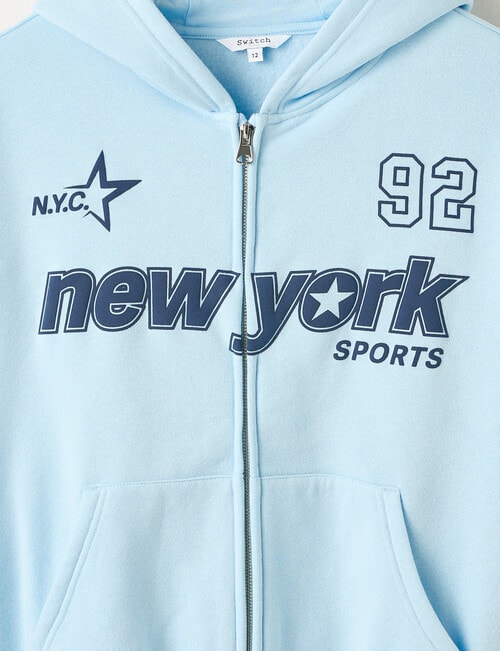 Switch New York Sports Oversized Zip Up Hoodie, Baby Blue product photo View 03 L