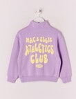 Mac & Ellie Athletics Club 1/4 Zip Crew Neck Sweatshirt, Lilac product photo View 02 S