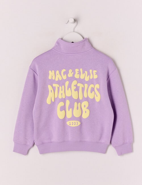 Mac & Ellie Athletics Club 1/4 Zip Crew Neck Sweatshirt, Lilac product photo View 02 L