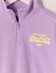 Mac & Ellie Athletics Club 1/4 Zip Crew Neck Sweatshirt, Lilac product photo View 03 S