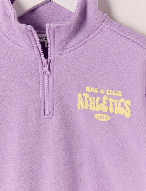 Mac & Ellie Athletics Club 1/4 Zip Crew Neck Sweatshirt, Lilac product photo View 03 L