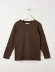Mac & Ellie Waffle Long Sleeve Tee, Chocolate product photo