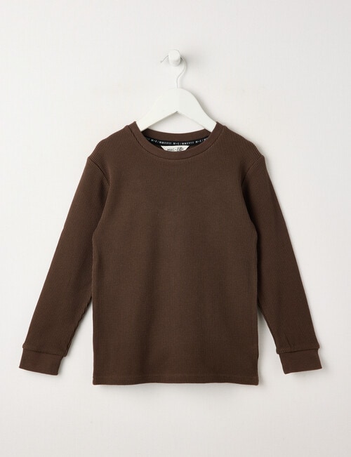 Mac & Ellie Waffle Long Sleeve Tee, Chocolate product photo