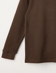 Mac & Ellie Waffle Long Sleeve Tee, Chocolate product photo View 02 S