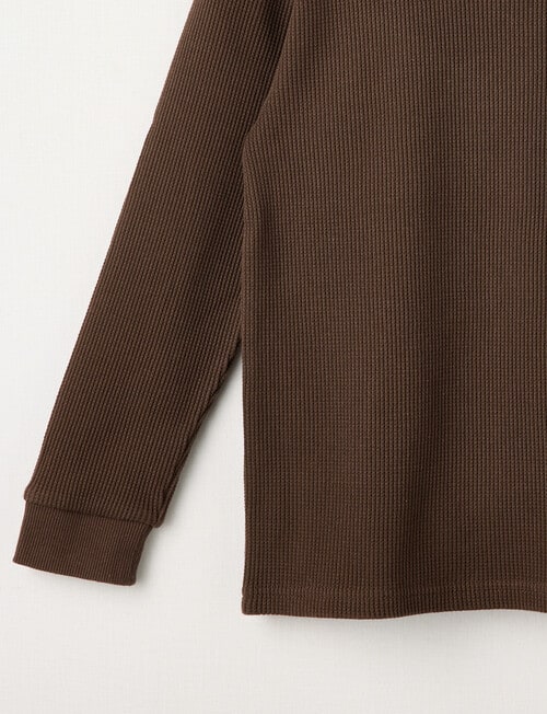 Mac & Ellie Waffle Long Sleeve Tee, Chocolate product photo View 02 L