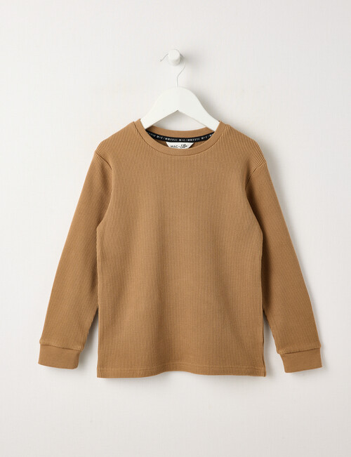 Mac & Ellie Waffle Long Sleeve Tee, Tan product photo