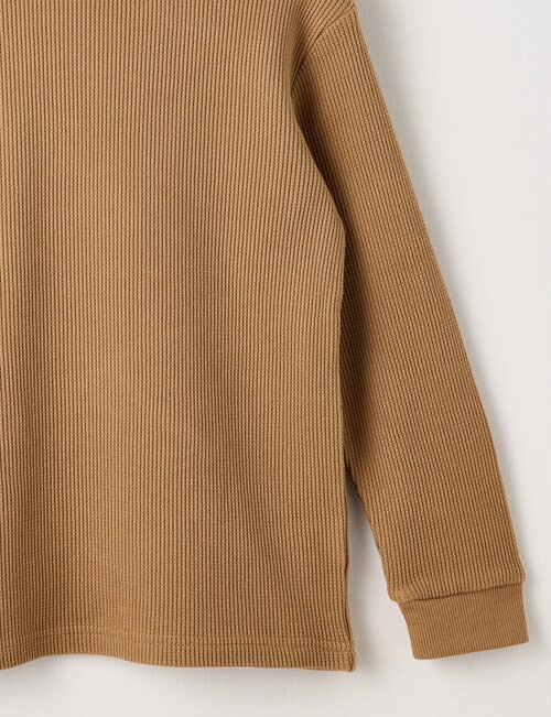 Mac & Ellie Waffle Long Sleeve Tee, Tan product photo View 02 L