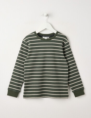 Mac & Ellie Stripe Waffle Long Sleeve Tee, Olive product photo