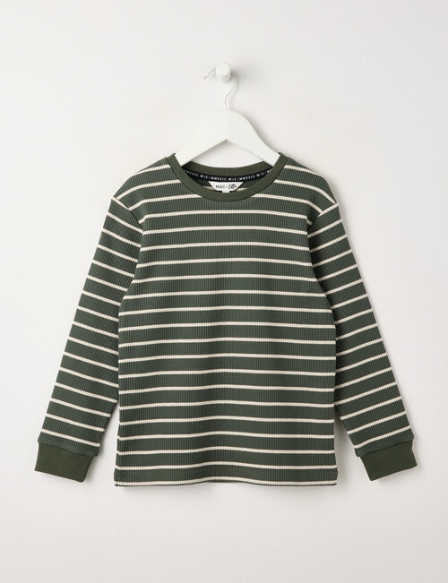 Mac & Ellie Stripe Waffle Long Sleeve Tee, Olive product photo