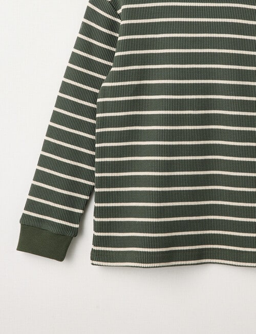 Mac & Ellie Stripe Waffle Long Sleeve Tee, Olive product photo View 02 L