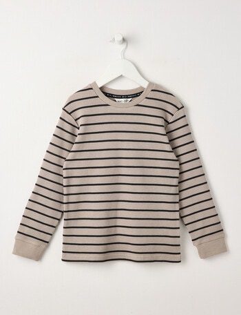 Mac & Ellie Stripe Waffle Long Sleeve Tee, Stone product photo