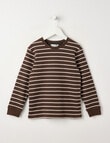 Mac & Ellie Stripe Waffle Long Sleeve Tee, Chocolate product photo