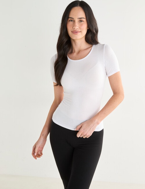 Lyric Thermals Mia Bamboo Short Sleeve Top, White product photo View 05 L