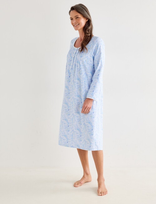Ruby & Bloom Flannel Nightie, Blue Floral, 10-26 product photo View 03 L