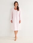 Ruby & Bloom Flannel Nightie, Pink Stripe & Floral, 10-26 product photo