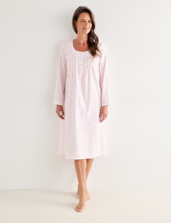 Ruby & Bloom Flannel Nightie, Pink Stripe & Floral, 10-26 product photo