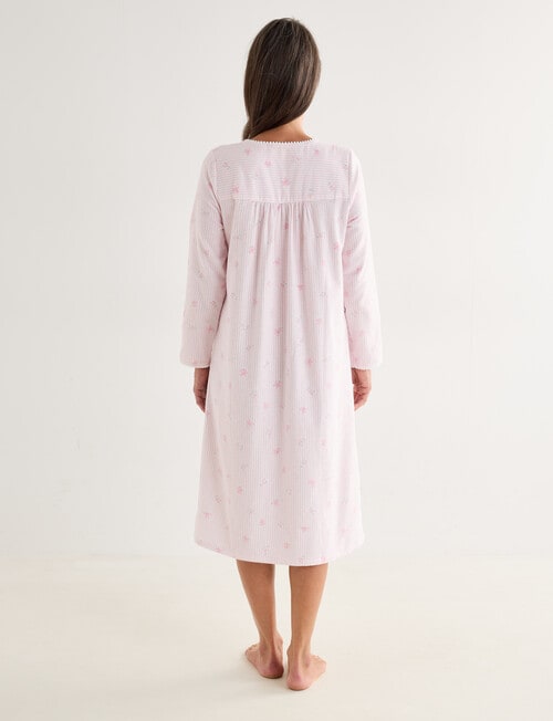 Ruby & Bloom Flannel Nightie, Pink Stripe & Floral, 10-26 product photo View 02 L