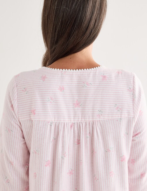 Ruby & Bloom Flannel Nightie, Pink Stripe & Floral, 10-26 product photo View 05 L