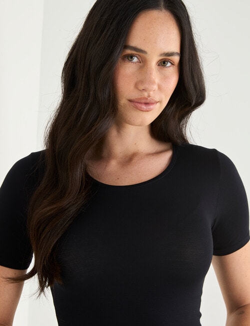 Lyric Thermals Mia Bamboo Short Sleeve Top, Black product photo View 04 L
