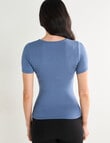 Lyric Thermals Mia Bamboo Short Sleeve Top, Blue product photo View 02 S