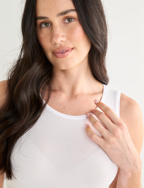 Lyric Thermals Mia Bamboo Singlet, White product photo View 04 L