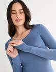 Lyric Thermals Mia Bamboo Long Sleeve Top, Blue product photo