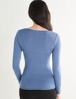 Lyric Thermals Mia Bamboo Long Sleeve Top, Blue product photo View 02 S