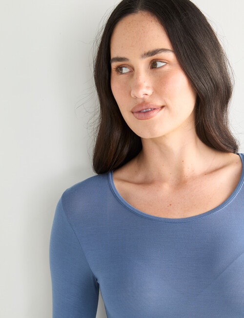 Lyric Thermals Mia Bamboo Long Sleeve Top, Blue product photo View 04 L