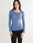 Lyric Thermals Mia Bamboo Long Sleeve Top, Blue product photo View 05 S