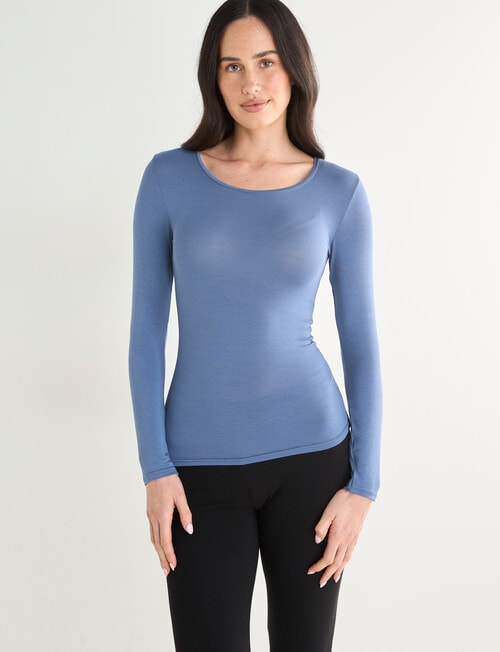 Lyric Thermals Mia Bamboo Long Sleeve Top, Blue product photo View 05 L