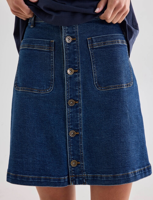 Denim Republic Button Front Mini Skirt, Mid Blue product photo