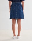 Denim Republic Button Front Mini Skirt, Mid Blue product photo View 02 S