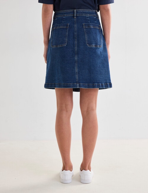 Denim Republic Button Front Mini Skirt, Mid Blue product photo View 02 L