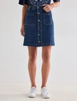 Denim Republic Button Front Mini Skirt, Mid Blue product photo View 04 S