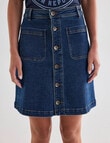 Denim Republic Button Front Mini Skirt, Mid Blue product photo View 05 S
