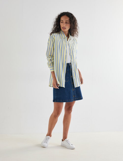 Denim Republic Button Front Mini Skirt, Mid Blue product photo View 07 L