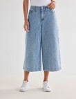 Denim Republic Wide Leg Culotte, Mid Wash product photo