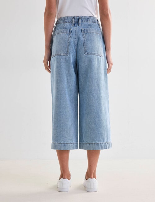 Denim Republic Wide Leg Culotte, Mid Wash product photo View 02 L