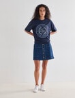 Denim Republic Button Front Mini Skirt, Mid Blue product photo View 03 S
