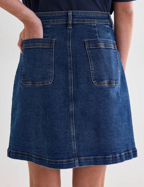Denim Republic Button Front Mini Skirt, Mid Blue product photo View 06 L