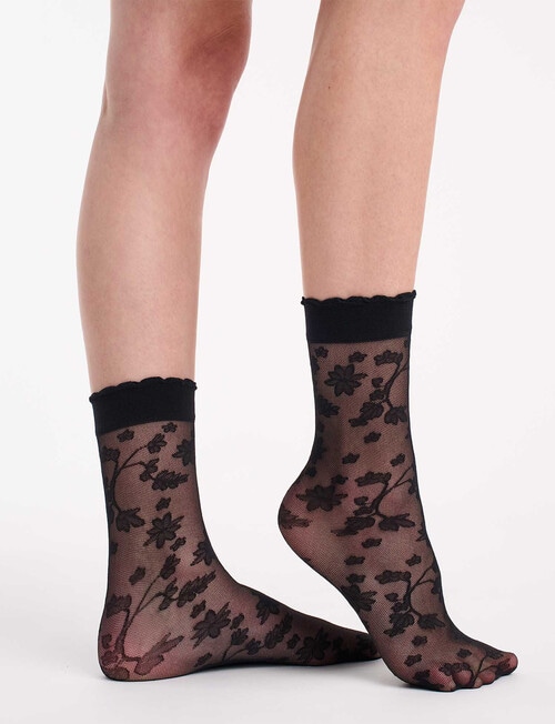 Ambra Floral Anklet, Black product photo View 03 L