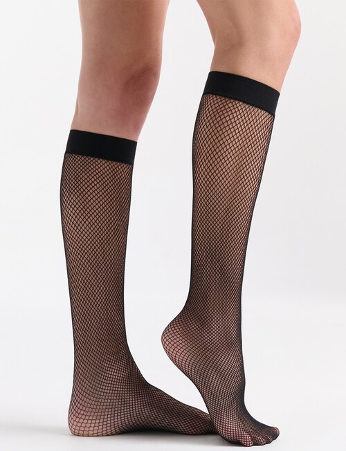 Ambra Fishnet Knee Hi, Black product photo View 03 L