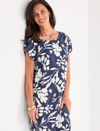 Ella J Shift Dress, Navy Print product photo