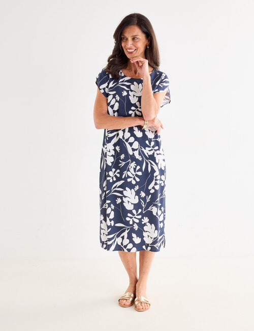 Ella J Shift Dress, Navy Print product photo View 03 L