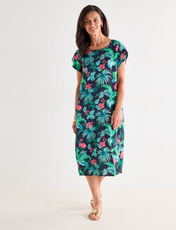 Ella J Shift Dress, Tropical Print product photo