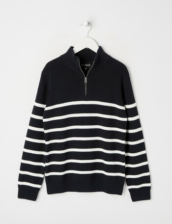 No Issue Stripe Neck Jim Jumper, Navy product photo